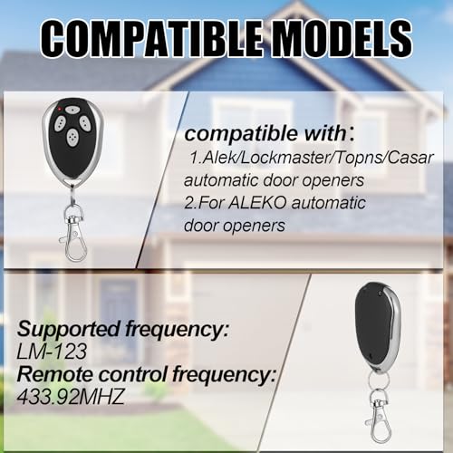 Kingdder 2 Pcs 4 Channels Gate Opener Remote Compatible with Aleko LM123
