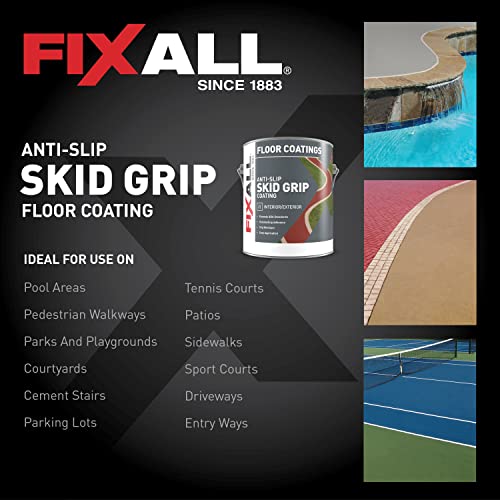 FIXALL Skid Grip Anti-Slip Coating, 1 Gallon, Jet, Exceeds ADA Standards, Ideal for Safety Areas, Slip-Resistant Pavement, Cement & Concrete Paint - color: Jet, size: 128 Fl Oz (Pack of 1)