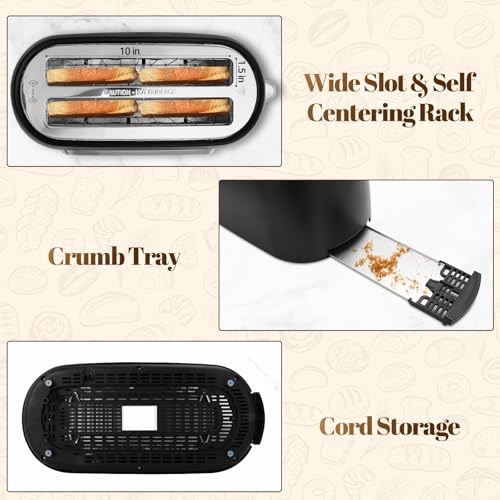 Tesslux 4 Slice Toaster, Touchscreen, 1.5" Long Wide Slot, 1300W, Black - color: Black