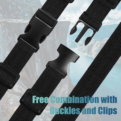 Polypropylene Webbing 1 Inch 1.5 Inch Poly Strapping - color: Black, size: 1.5 inch x 20 yards