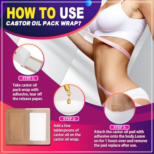 Castor Oil Pack Wrap Patch - Organic Cotton Castor Oil Belly Button Pad, Disposable Self-Adhesive Abdominal Pads, Portable Anti Leakage High Absorbent Patch for Multi-Area Use 15 Pcs - size: 1 Count (Pack of 15)