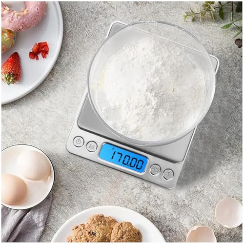 Digital Scale Kitchen 500g 0.01g Food Scale High Precision Kitchen Scale Multifunctional Stainless Steel Pocket Scale with Back-Lit LCD Display Tare PCS Features, 9 Weighing Units Switch