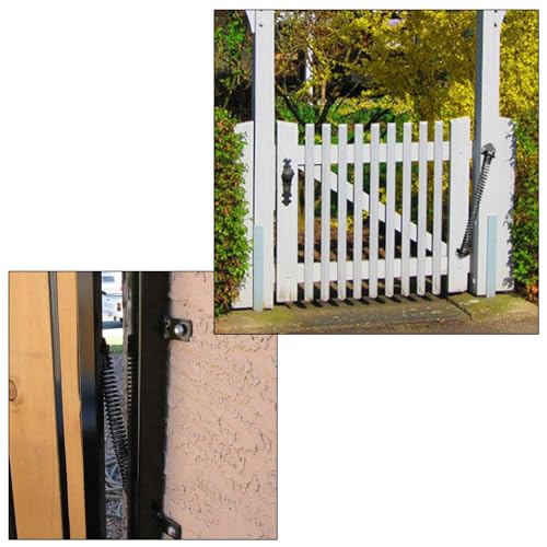 Pair of Heavy Duty Gate Spring Self Door Closing, Spring Automatic Gate Closer Hardware with Adjustable Suit for Garden Wooden Door Vinyl Fence Black (12 Inch) - size: 12 Inch