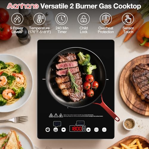 Electric Cooktop 110v,Single Burner Electric Stove Infrared Cooktop Hot Plate 1800W,4-Hour Setting,Black Crystal Glass Surface Compatible for All Cookware