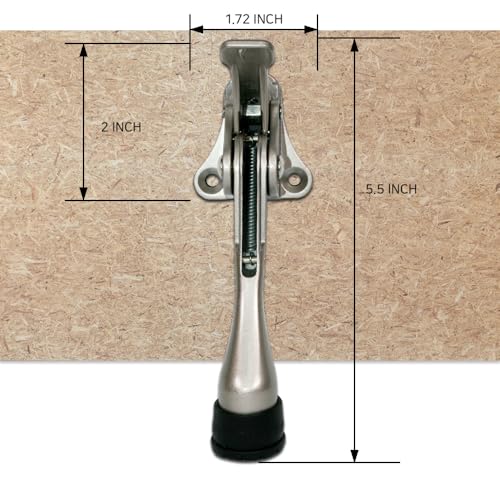 HA SHI 4 Inch Satin Nickel Kickdown Door Stopper, Bottom of Doors, 2 Count - color: Satin Nickel, size: 4 INCH X 2 PACK