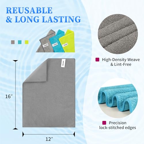 FIXSMITH Microfiber Cleaning Cloth - Pack of 48, Multi-Functional Cleaning Towels, Size: 12 x 16 in, Highly Absorbent Cleaning Rags, Lint-Free, Streak-Free Cleaning Cloths for Car Kitchen Home Office - color: 3 Colors Assorted, size: 48PK