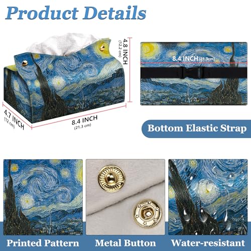 Rectangular Tissue Box Cover, Leather Tissue Box Holder, Facial Paper Organizer Dispenser, Modern Home Decoration for Bathroom, Home, Car, Nightstand, Office Desk - color: N, size: Large