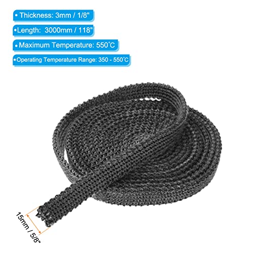 PATIKIL 5/8"x 1/8"x118" Wood Stove Gasket, Graphite Fiberglass Flat High-Temperature Resistance Seal Rope for Stoves Fireplace Door, Black - size: 5/8"x 1/8"x118"