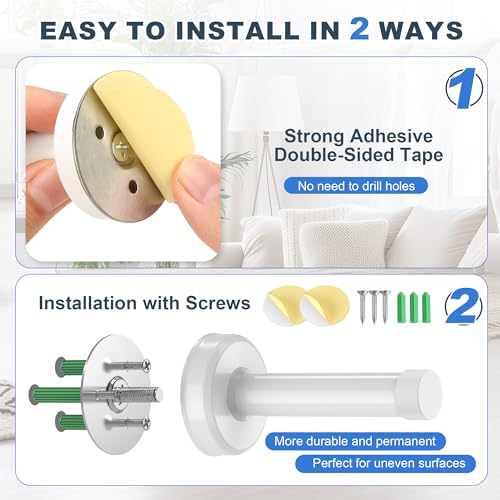 6 Pack Door Stops, Stainless Steel Door Stoppers, No Drilling Door Stops for Bottom and Top of Door, All White - color: All White, size: 6 Pack