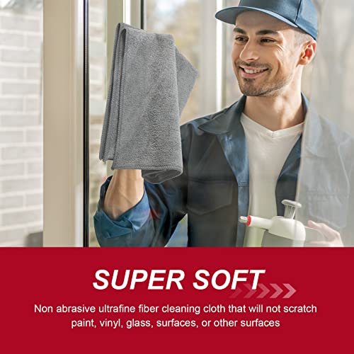 Oudain 200 Pcs Microfiber Cleaning Cloth 16x16 Inch Microfiber Towels for Car Ultra Absorbent Cleaning Rags Reusable Lint Free Streak Free Detailing Towel for Car Washing Drying Dusting (Gray) - color: Gray