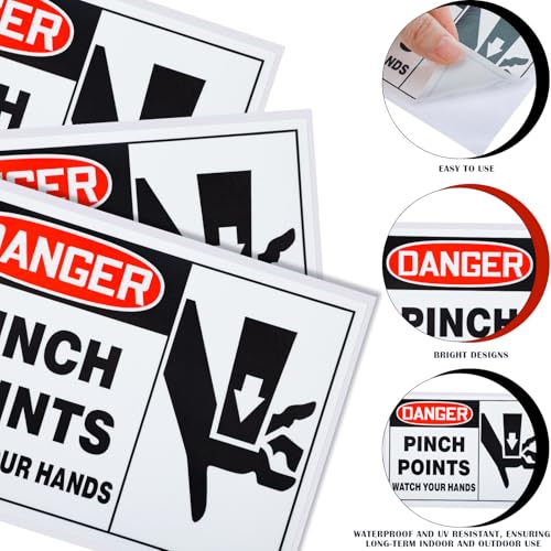 30 Pcs Danger Pinch Point Watch Your Hands Stickers, 3.5" x 5"