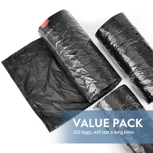 15-18 Gallon Black Trash Bags with Drawstring, 102 Count
