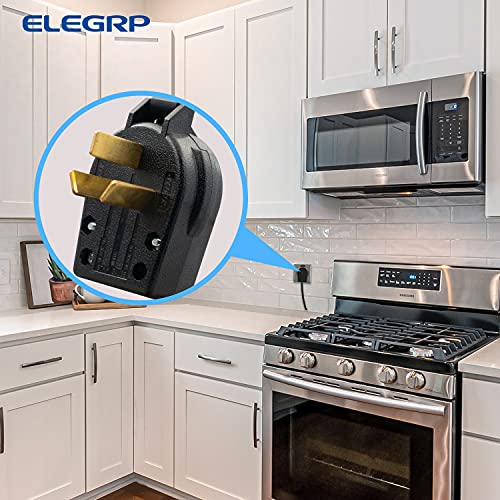 ELEGRP NEMA 10-30P & NEMA 10-50P Angle Plug, 4 Prong Electric Dryer/Range Oven Stove Plug, Straight Blade Heavy Duty, 30A 50A 125/250V, Industrial Grade, Non-Grounding, 3 Pole 3 Wire, UL Listed - style: NEMA 10-30P & 10-50P Plug