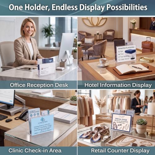Vicenpal 2 Pcs Clear Acrylic Postcard Holder Stand, Office Home School