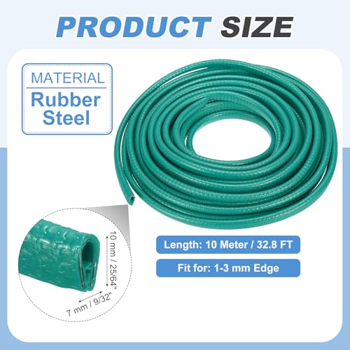 PATIKIL Rubber Edge Trim Guard, 32.8 ft x 25/64" x 9/32" U Channel Edge Protector Seal Strip with Metal Clips Fit for 1-3mm Edge for Car Door Sheet Metal Hatches Table Corners, Green - color: Green, size: 32.8 ft x 25/64 in x 9/32 in