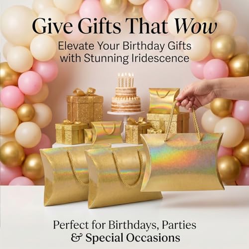 Rowcay 10 Pack Large Empty Fine Sand Gold Pillow Gift Boxes with Handles - color: 1-Fine Sand Gold-10P