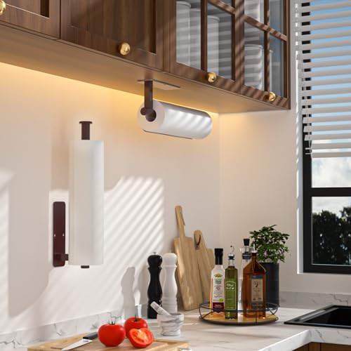 ASTOFLI Paper Towel Holder Under Cabinet No Drilling, Self Adhesive Paper Towel Holder Wall Mount for Kitchen Rack, Under Counter Napin Holder No Drill, RV, 304 Stainless Steel, Oil Rubbed Bronze - color: Bronze