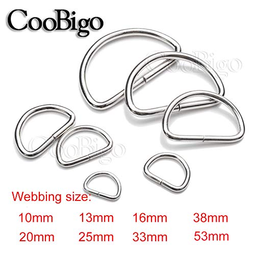 CooBigo 100 Pack 3/4" Dee Rings D-Ring Metal Buckle Strap Sewing Accessories FLQ028-W - color: Silver, size: 3/4 Inch