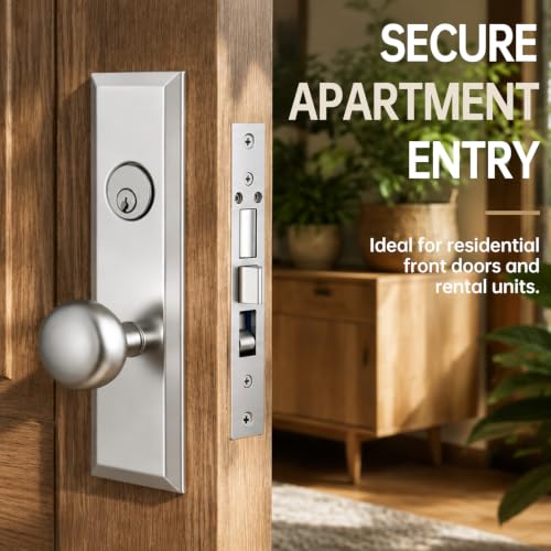 Tandefio 1 Set Mortise Lock with 2-1/2" Backset, Right Hand, Silver - style: Right Hand