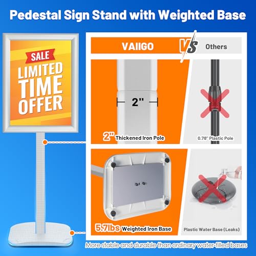 Heavy Duty Pedestal Sign Holder, 11"x17" Sign Stand Outdoor Indoor - color: Silver, size: 11x17 in
