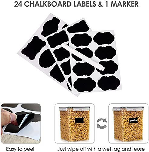 Vtopmart 2.5 L Flour Sugar Storage Containers, 4 PCS, Black - color: Black, size: 2.5L