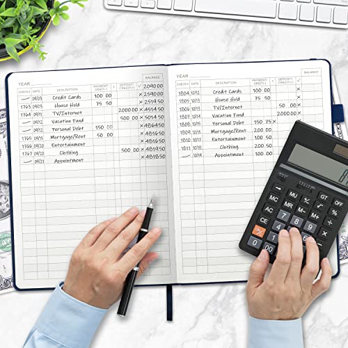 JUBTIC Check Registers for Personal Checkbook(7.5x10″), Large Accounting Ledger for Small Business,Check Register Book Transaction Registers to Track Income & Expense, Bank Account - Navy Blue - color: Navy Blue, size: Large (7.5x10 Inch)