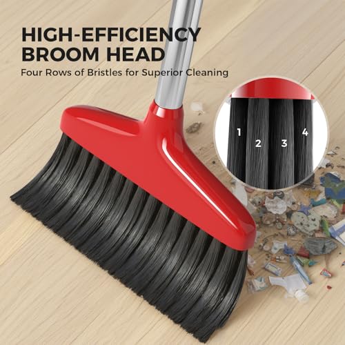 Handy Broom, Indoor/Outdoor Brooms, Duty Kitchen Broom, for Home Garage Kitchen Office Courtyard Lobby Patio Lawn Concrete (1, Red) - color: Red