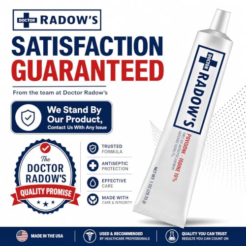 Povidone Iodine Antiseptic Ointment -10% Povidone Iodine, No Antibiotics, for Wounds, Burns, Cuts & More, Promotes Faster Healing, Home and Medical Use, 1 oz (28.35 g)