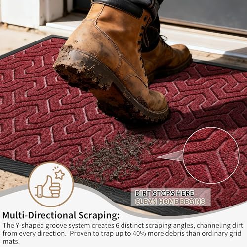 Yimobra Indoor Outdoor Mats for Front Door, Black Red, 29.5x17 - color: Black Red, size: 29.5x17 Inch