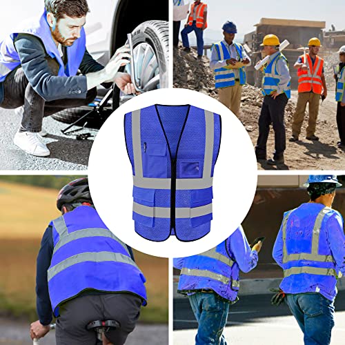 FEimaX High Visibility Safety Vest Mesh Work Vests with Reflective Strips - color: Blue, size: Small