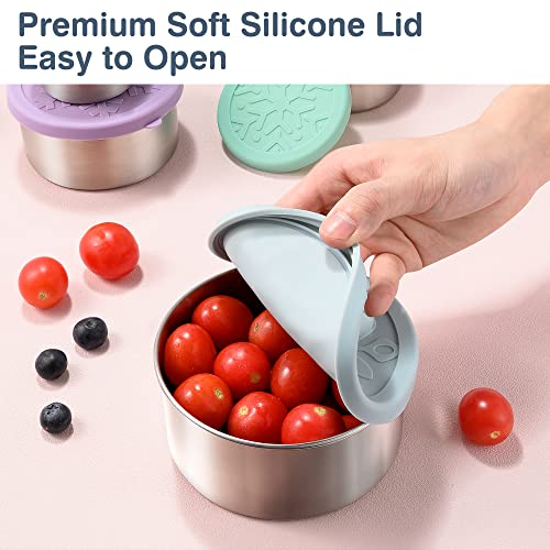 18/8 Stainless Steel Food Snack Storage Containers(4 Pack: 3/7/13/22oz) - color: 4 Pack(Light Pink, Light Green, Light Purple, Light Blue)