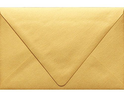 LUXPaper A9 Contour Flap Invitation Envelopes | 5 3/4" x 8 3/4" | Gold Metallic | 80lb. Text | 50 Qty - color: Gold Metallic
