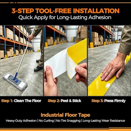 Floor Marking Tape, 1.1mm Extra Thick, White, 2 Inch x 100FT - color: White