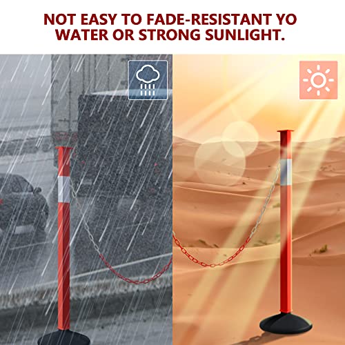 2 Pack Traffic Delineator Post Cones with Weighted Base, Adjustable Orange Safety Cones with Reflective Collars & Plastic Chains, Construction Parking Barrier Cones for Driving Practice Driveway Road - color: Orange, size: 2 Pack