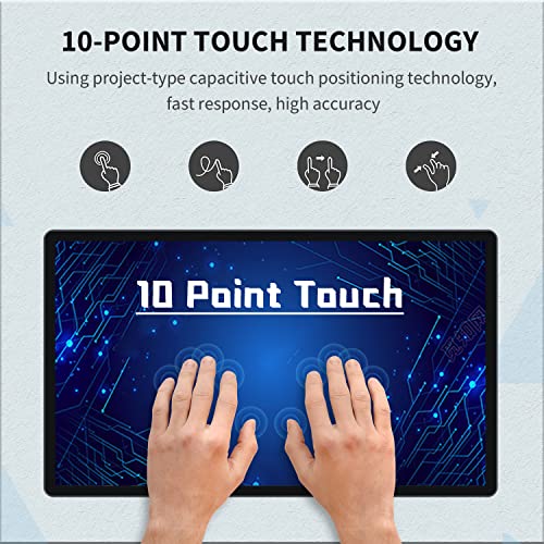 Capacitive Multi-Touch Screen Industrial Monitor, 16:9 Display, Built-in Speakers, USB, VGA, DP & HD-MI Ports, Digital Signage Displays and Player for Advertising (21.5-inch) - size: 21.5-inch