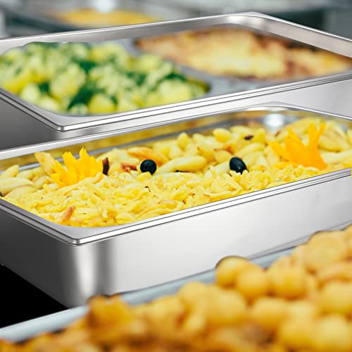 Ferraycle 3 Pack Full Size Hotel Pan with Lid, 2.6 Inch, 4 Inch - size: 2.6 Inch