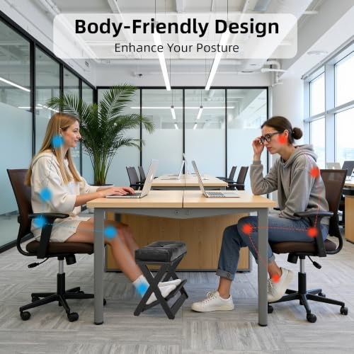 Adjustable Foot Rest Under Desk at Work, Wooden Footrest - color: Dark Black