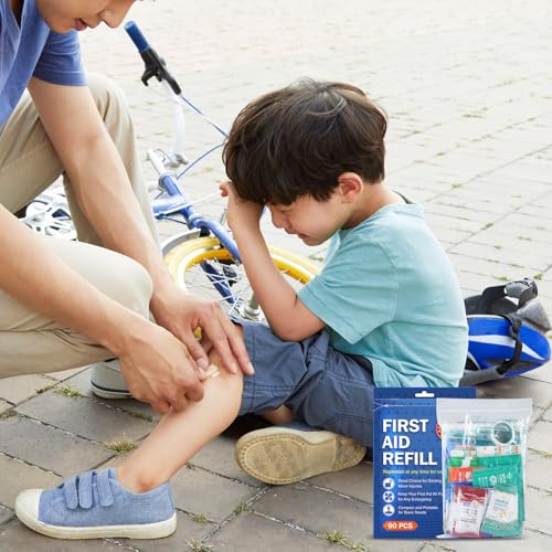 SuccorWare 90 Pieces First Aid Refill Kit - Wound Care Kit Includes Bandages for Home, Travel, Hiking - Portable Replacement Kit for First Aid Medical Supplies(2 Set)