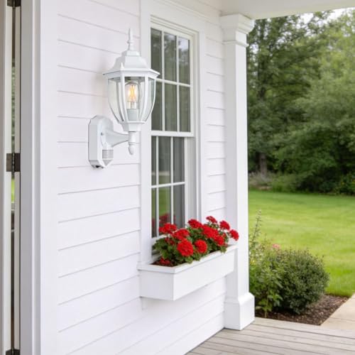 Porch Lights Outdoor Motion Sensor Wall Sconce Anti-Rust Aluminum, Exterior Outdoor Wall Lights Dusk to Dawn Porch Light Fixture Wall Mount for House Outside Patio White - color: White, size: Standard - 1 Pack