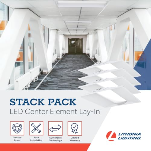 Lithonia Lighting Stack Switch 2x2 LED Troffer Light, Adj Brightness, 4-Pk