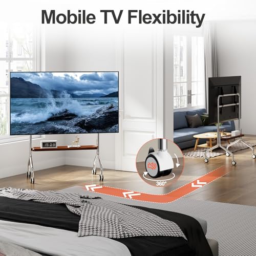 Easel Rolling TV Stand for 32-75" TVs, Stainless Steel TV Cart with Shelf - size: Style 1