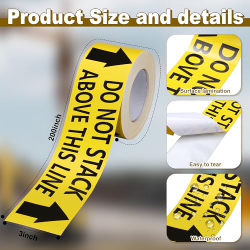 2 Pack Do Not Stack Above Tape 3x200 Yellow Vinyl for Shipping