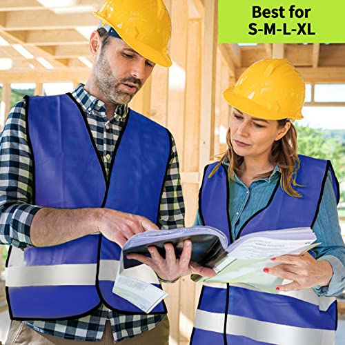 Safety Vest, Reflective High Visibility Construction Vest for Men, Work, Cycling, Runner, Surveyor, Volunteer, Road - color: Blue
