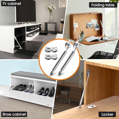 Drop Down Gas Spring Hinge, 90° Struts for Downward Cabinet Doors - color: Silver