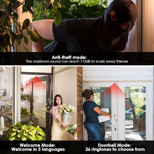 GreenCycle Motion Sensor Doorbell, Wireless Motion Sensor Door Chime - color: Motion Sensor Doorbell with 3 Receivers