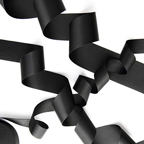 JIAKAI 1.5 Inch Wide 10 Yards Nylon Webbing Strap,Polypropylene Straps for Bags, Hammocks, Outdoor Climbing and DIY Making Luggage Strap, Pet Collar, Backpack Repairing(Black) - size: 1.5Inch