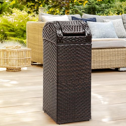 happimess Darla 13 Gal Outdoor Trash Can Swing Top, Brown - color: Brown, size: 13 Gallons