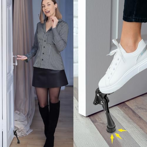 Kickdown One Touch Door Stopper 4 inch - Durable Heavy-Duty Design with Anti-Slip Door Holder Door Stop (Black, Stopper x 3pack) - color: Black, size: Stopper x 3pack