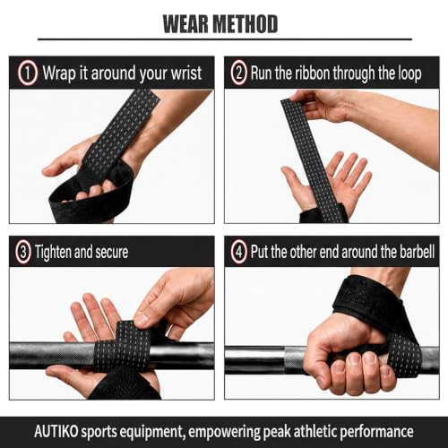 Lifting Straps for Weightlifting Padded Wrist Straps for Gym - color: Black