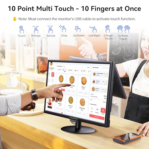 Touchscreen Monitor 19 Inch, 10-Point Multi Touch Screen Monitor 1440×900 HD Display with HDMI VGA AV BNC USB Ports, VESA, Build-in Speakers for POS, Office, and Industrial Use - color: 19 Inches, size: 1440×900/Touch